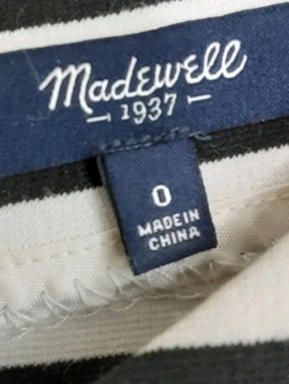 Madewell Stripe Dress Size 0 Black Off- White Knit Stretch Short Sleeve